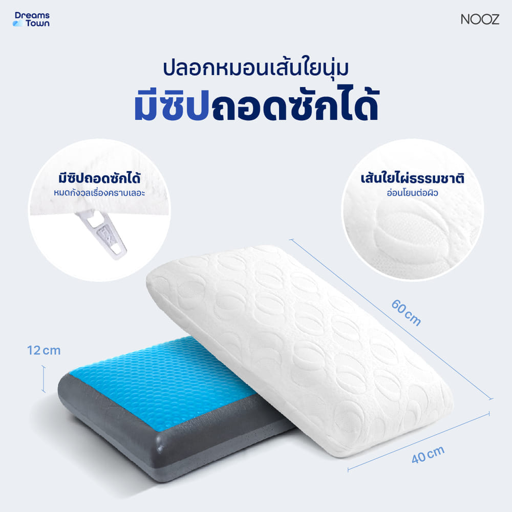 หมอนเมมโมรี่โฟม หมอนคูลเจล NOOZ COMFORT THE COOLING GRAPHITE